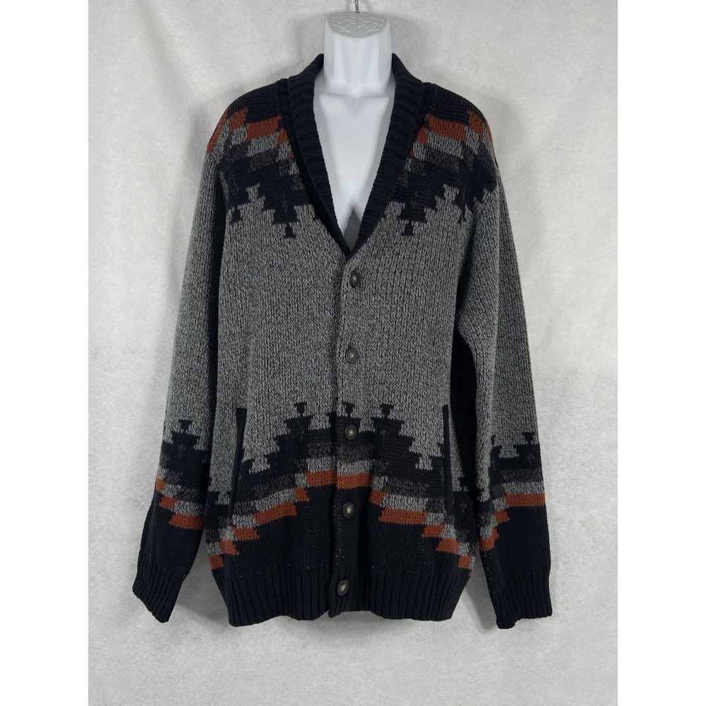 Urban Outfitters Sweater Mens XL Gray Cardigan Long Sleeve Aztec Collared New